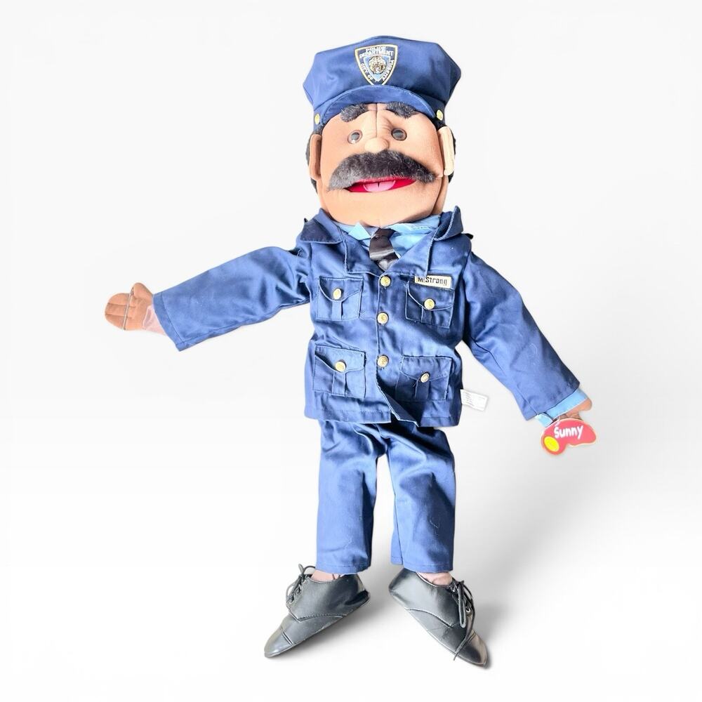 Sunny Puppets 2003 Large 28” Full Body Hand Puppet Black Male Policeman Officer